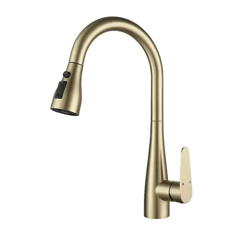 Brushed Gold Pull Out Kitchen Faucet Hot Cold Sink Faucet Mixer Tap 360 degree rotation torneira cozinha mixer taps Kitchen Tap