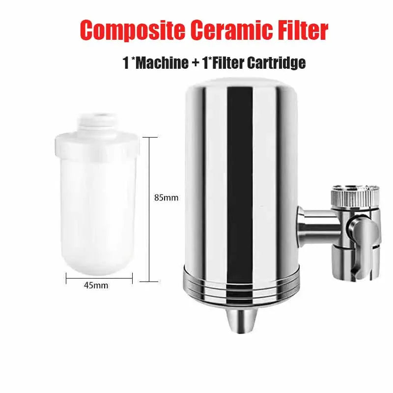Installation-free Stainless Steel Household Faucet Water Purifier Composite Ceramic or Scale Inhibitor Filter for Kitchen Tap