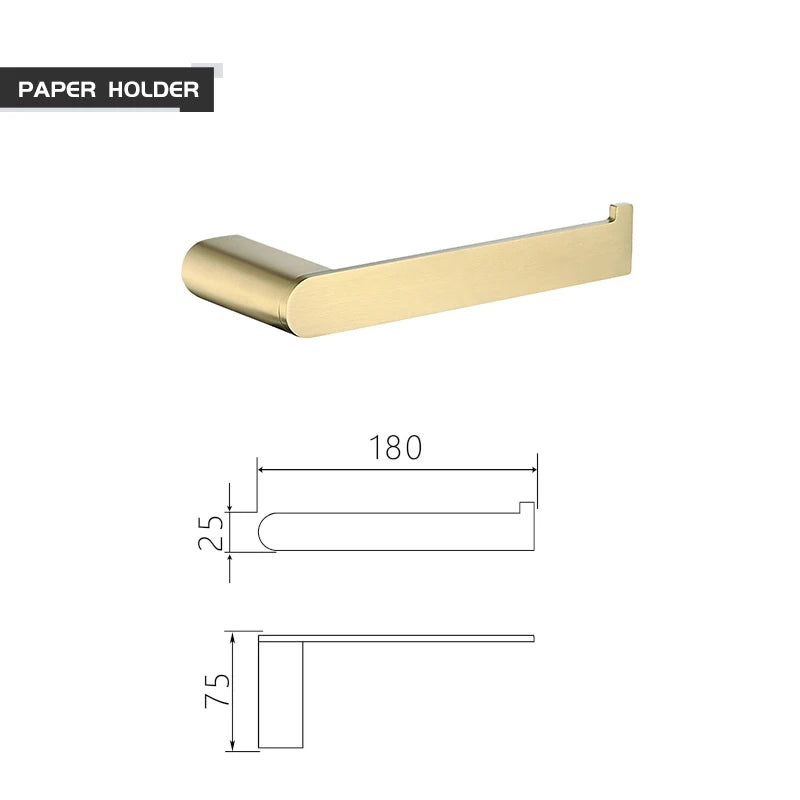 Bathroom Accessories Hardware Set Brushed Gold Robe Hook Towel Rail Bar Rack Toilet Brush Tissue Paper Holder Soap Dish Shelf