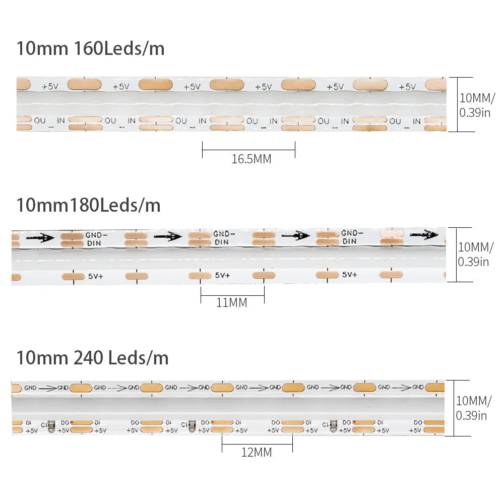 W2812B DC5V RGBIC COB Led Strip WS2812 160/180/240Leds/Pixels/m High Density Individually Addressable Dream Color Light Tape