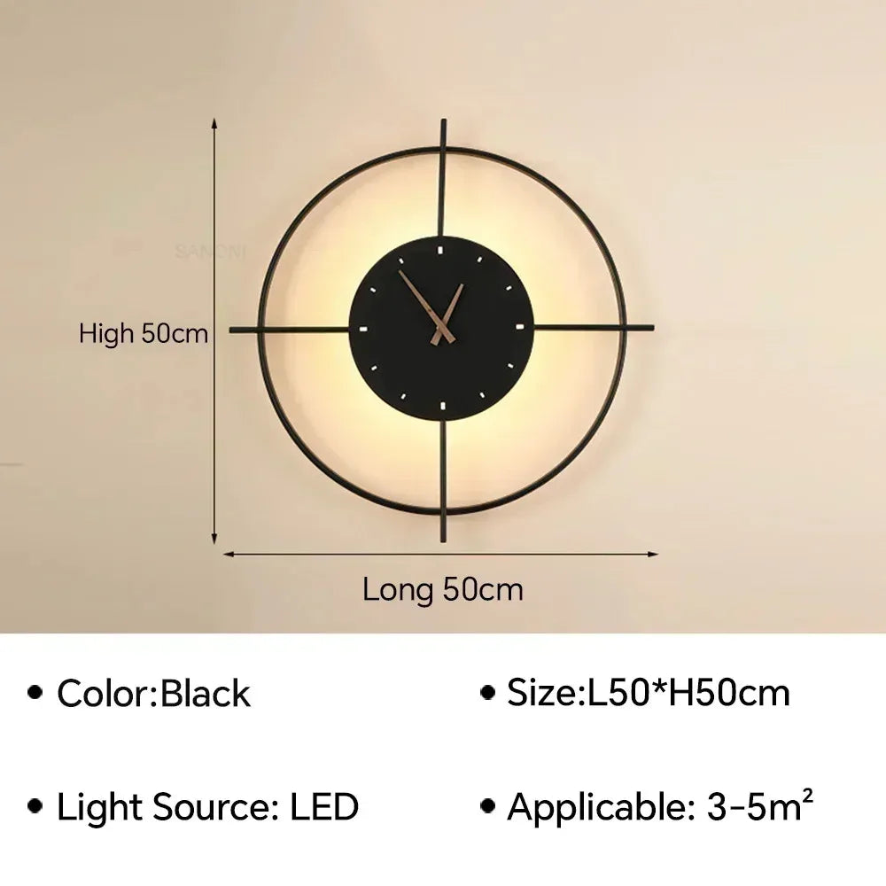 Modern LED Clock Wall Lamp for Bedroom Living Dining Room Aisle Porch Home Decoration Wall Sconce Indoor Lighting Fixture Luster