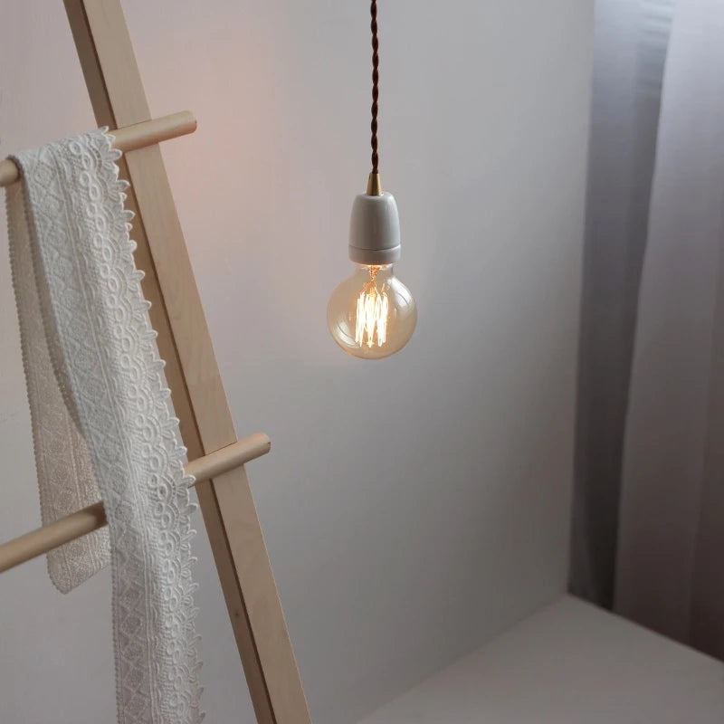 Vintage ceramic bedside pendant lamp Art single head dining room table pendant lamp Creative personality Mini pendant lamp