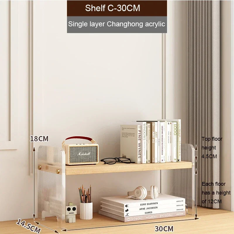Desktop Bookshelf Kitchen Utensil Storage Rack Office Desktop Storage Rack Acrylic Bookshelf Household Minimalist Storage Rack