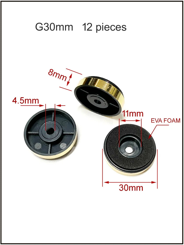 Furniture Electrical Appliances Speaker Legs Anti Slip Vibration Reduction Gold And Silver Frame Plastic Foot Pads