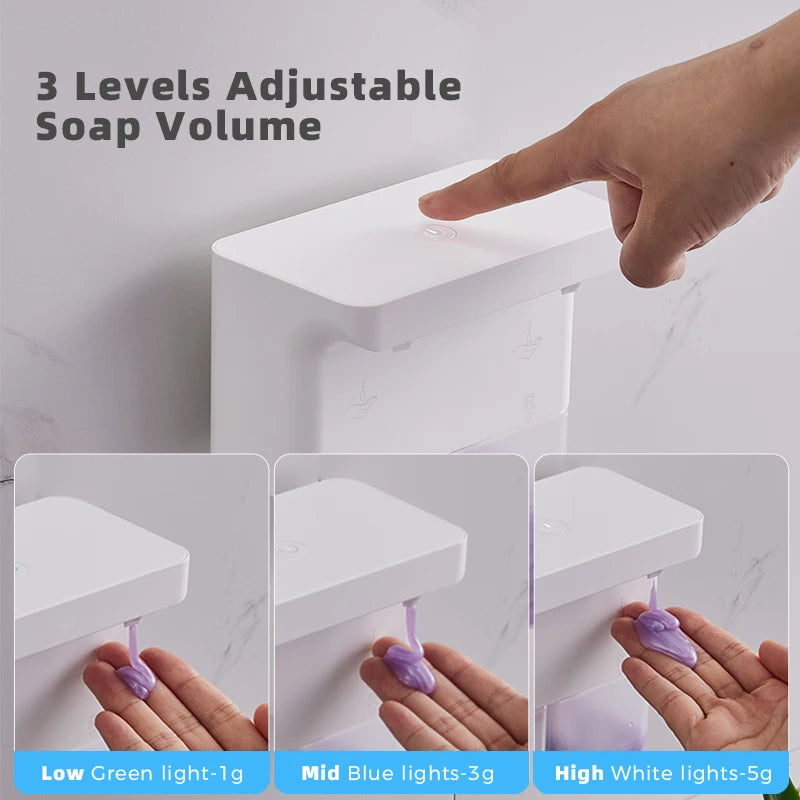 600ml Automatic Foam Soap Dispenser Double-Head Touchless Rechargeable 3-Level Adjustable Induction Sensor for Kitchen Bathroom