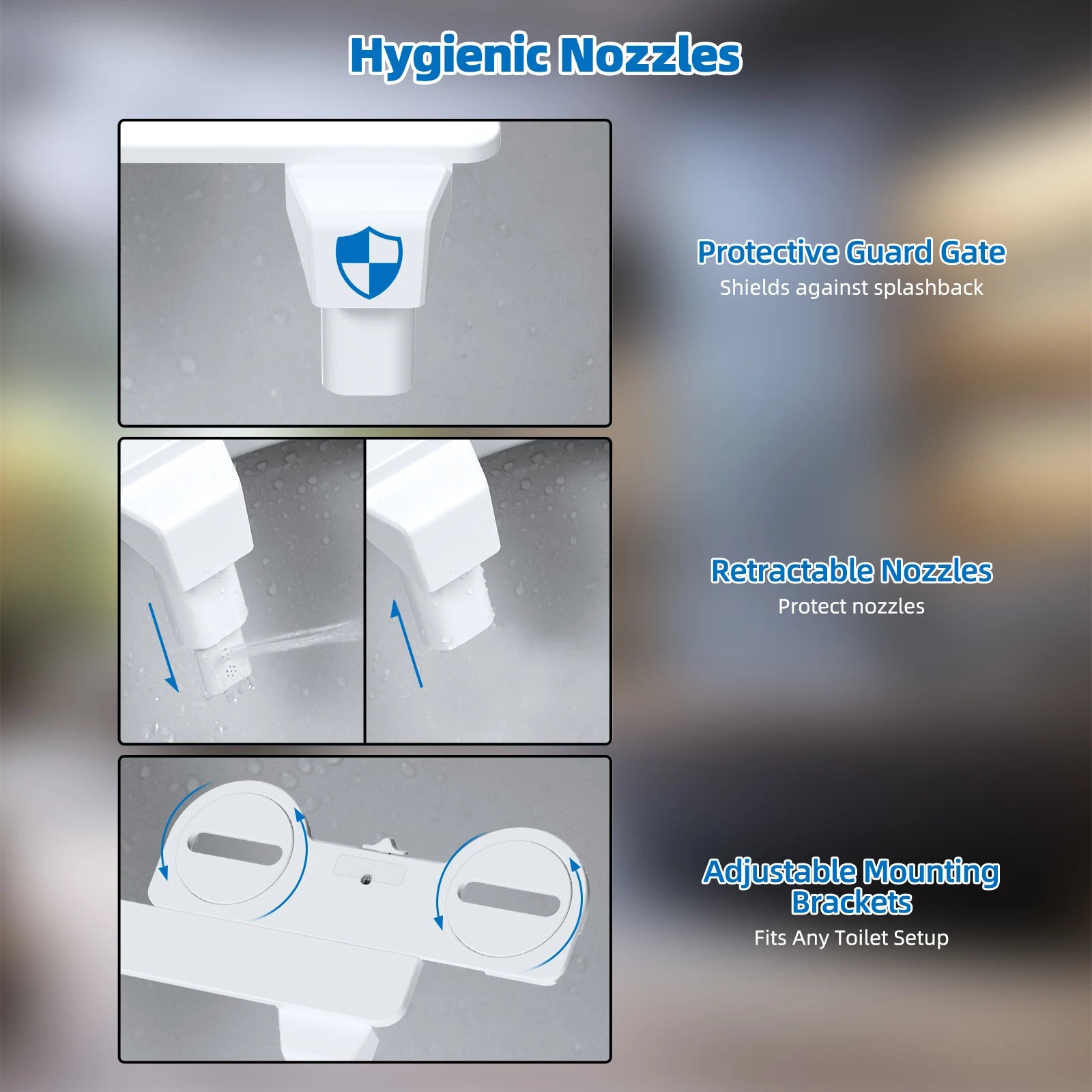 Hibbent Bidet Attachment for Toilet, Non-Electric Dual Nozzle for Frontal & Rear Wash, Adjustable Water Pressure Control
