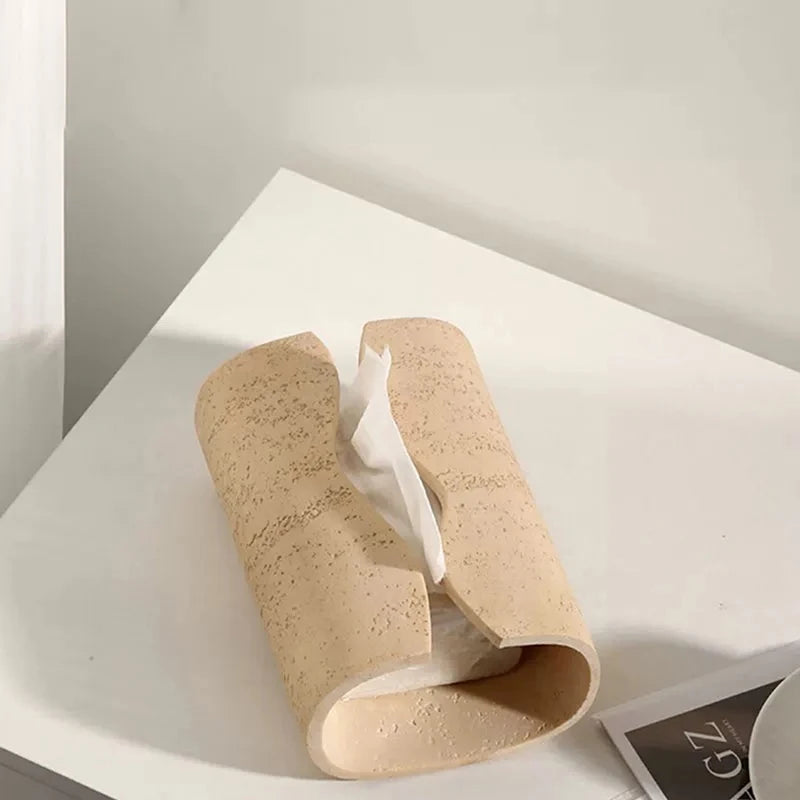 Vintage Cave Stone Tissue Box Resin Coffee Table Napkin Paper Organizer Box Bathroom Living Room Decoration