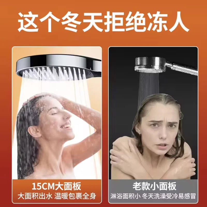 3 Modes Adjustable Shower Head High Pressure Water Saving Nozzles 15CM Big Panel Large Flow Handheld Shower Head for Bathroom