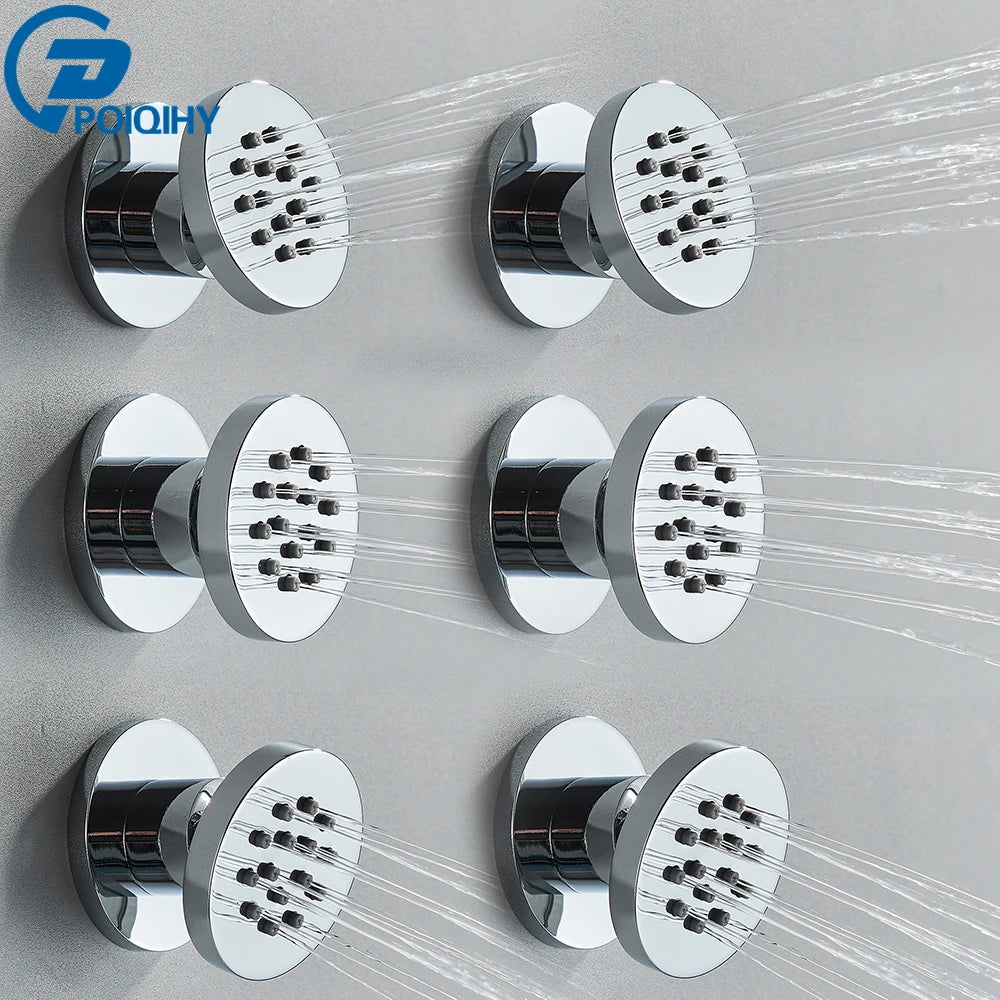 Chrome SPA Shower Sprayer Shower Body Jet Round Massage Jets Brass Bodyspray Concealed Installation Shower Jets