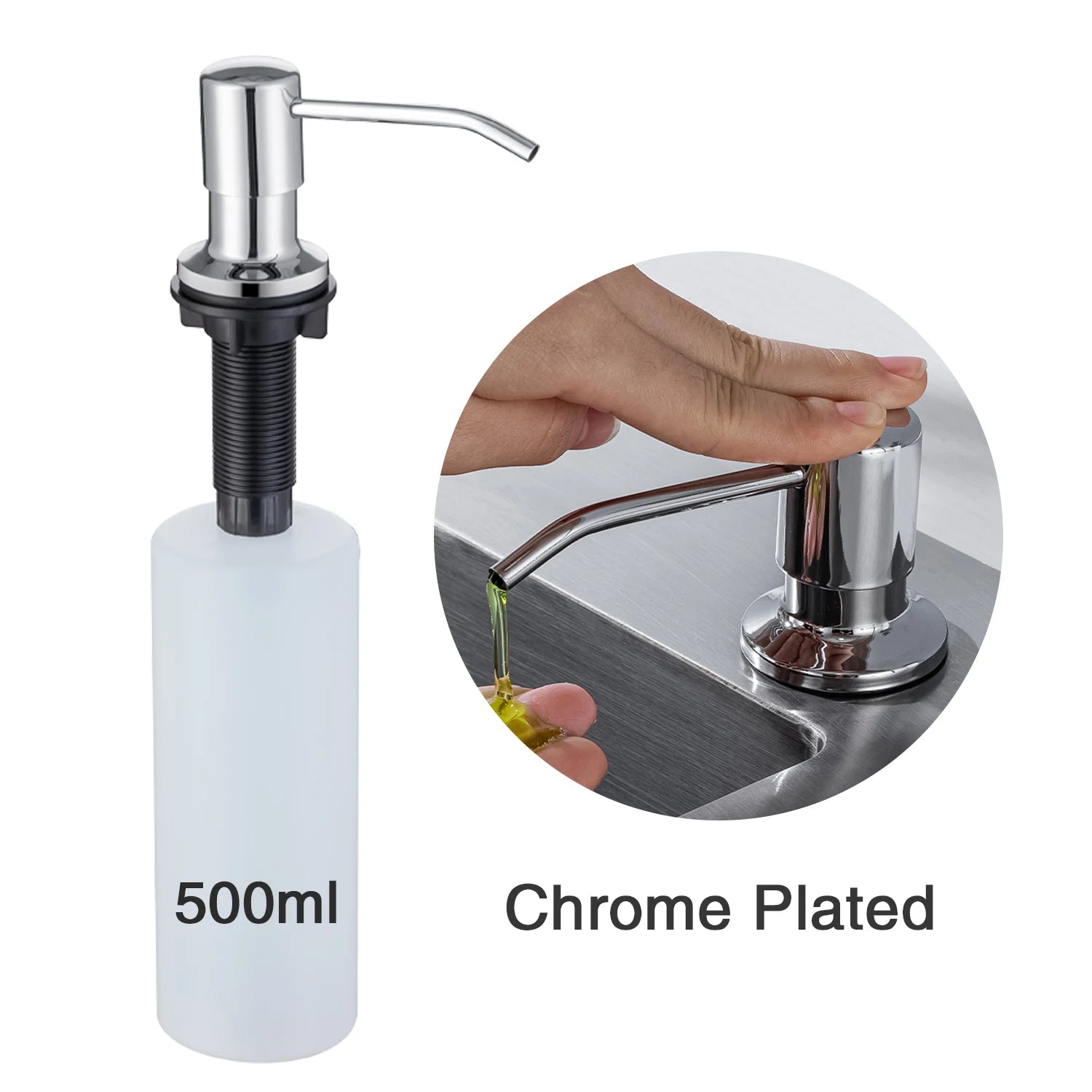 500ml Stainless Steel Detergent Dispensers Kitchen Sink Liquid Dispenser Soap PE Bottle for Bathroom Bronze Soap Dispensers