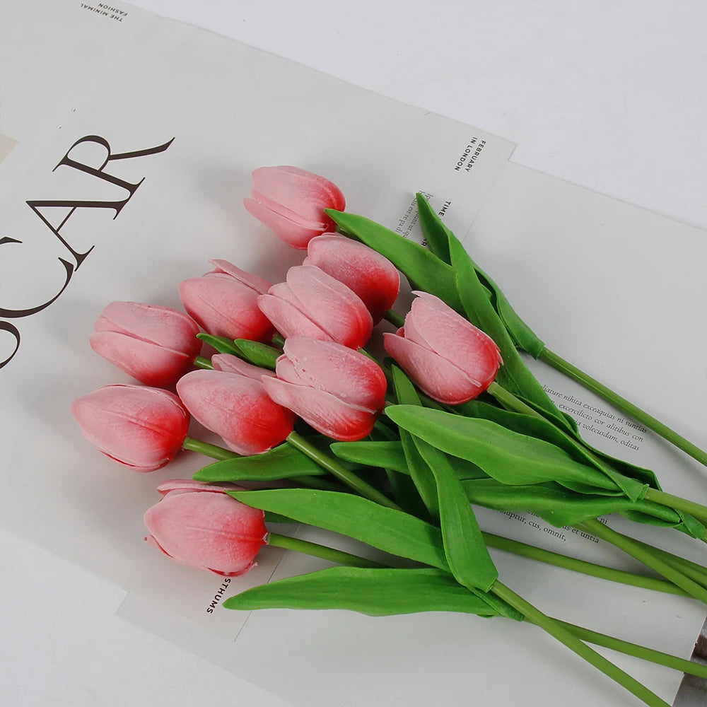 5 PCS Tulips Artificial Flowers Bunch Real Touch Tulip Flowers for Home Wedding Fake Flowers Bridal Bouquet Decoration