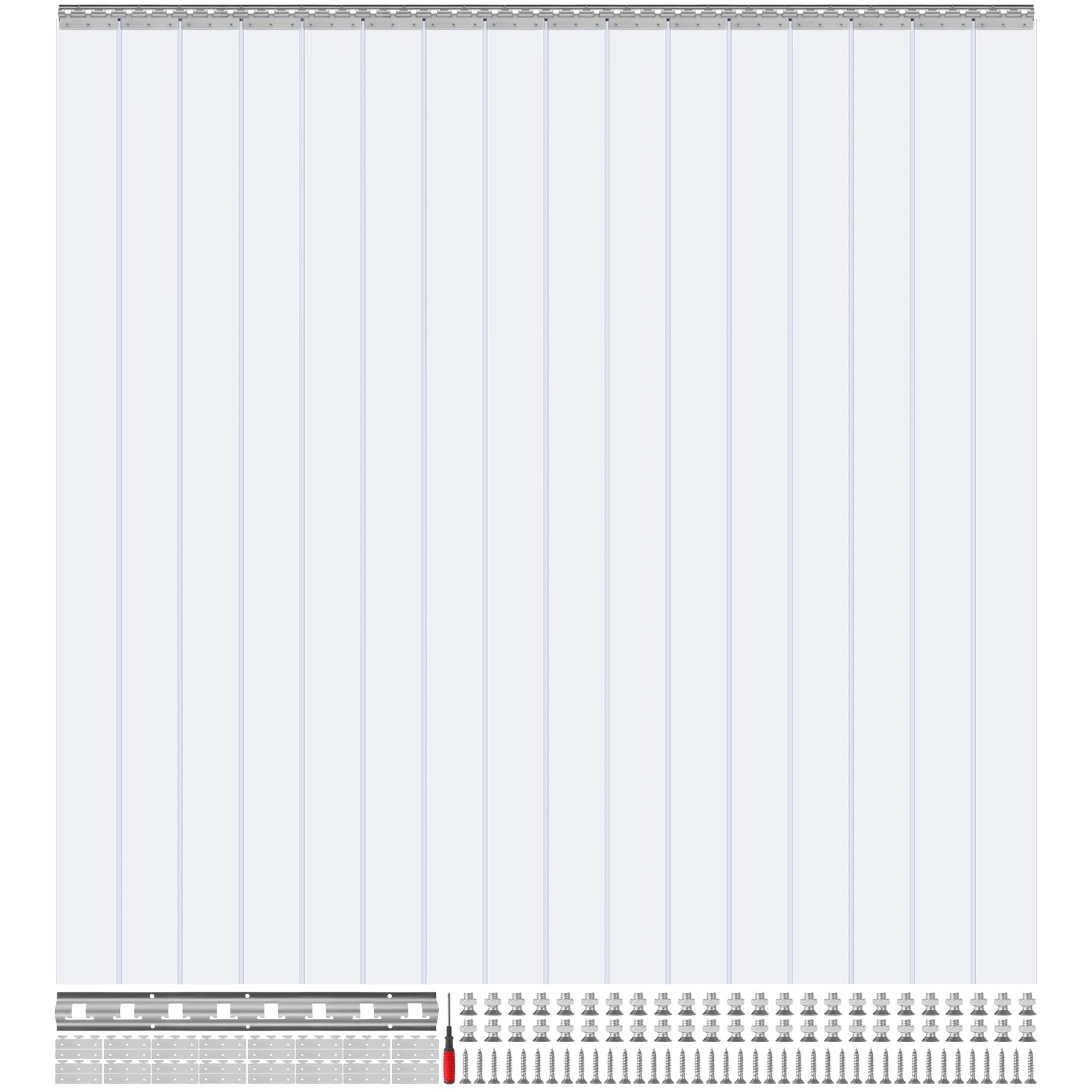 SucceBuy 96" x 96" Strip Curtain 0.08" Thickness Clear Smooth Plastic Door Strips PVC Curtains for Warehouses Walk in Freezers