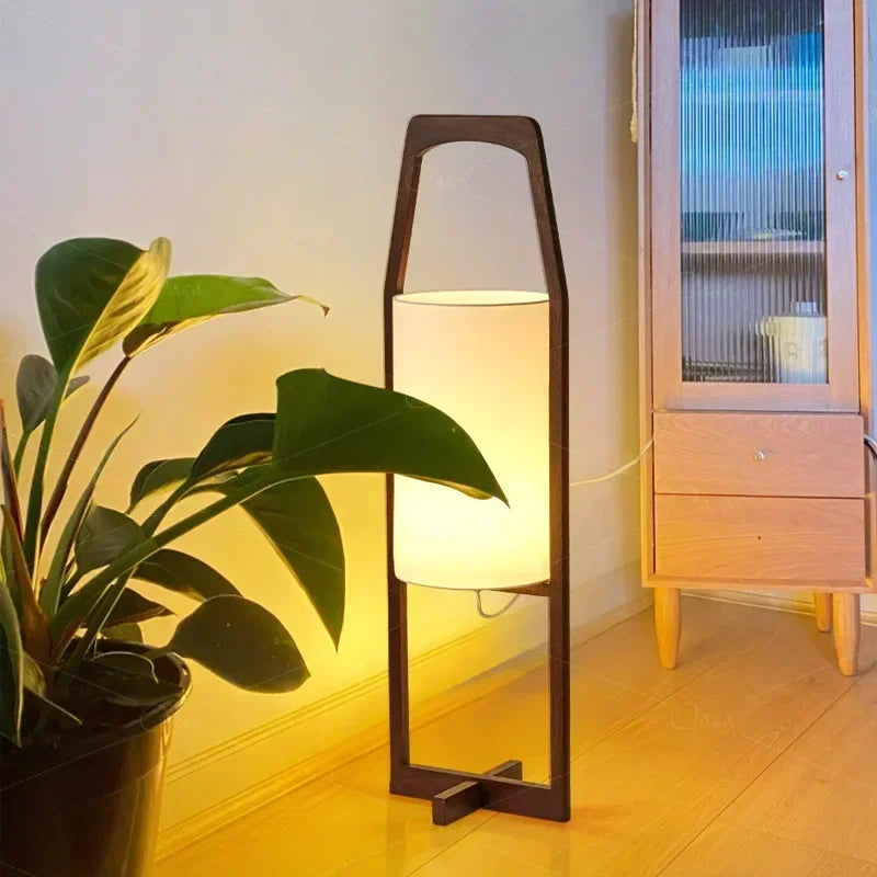 Vintage Wooden E27 Led Floor light Wabi Sabi Fabric Floor lamp for Hotel Bedroom living Room Tea Room Japan Wood Floor Lamp