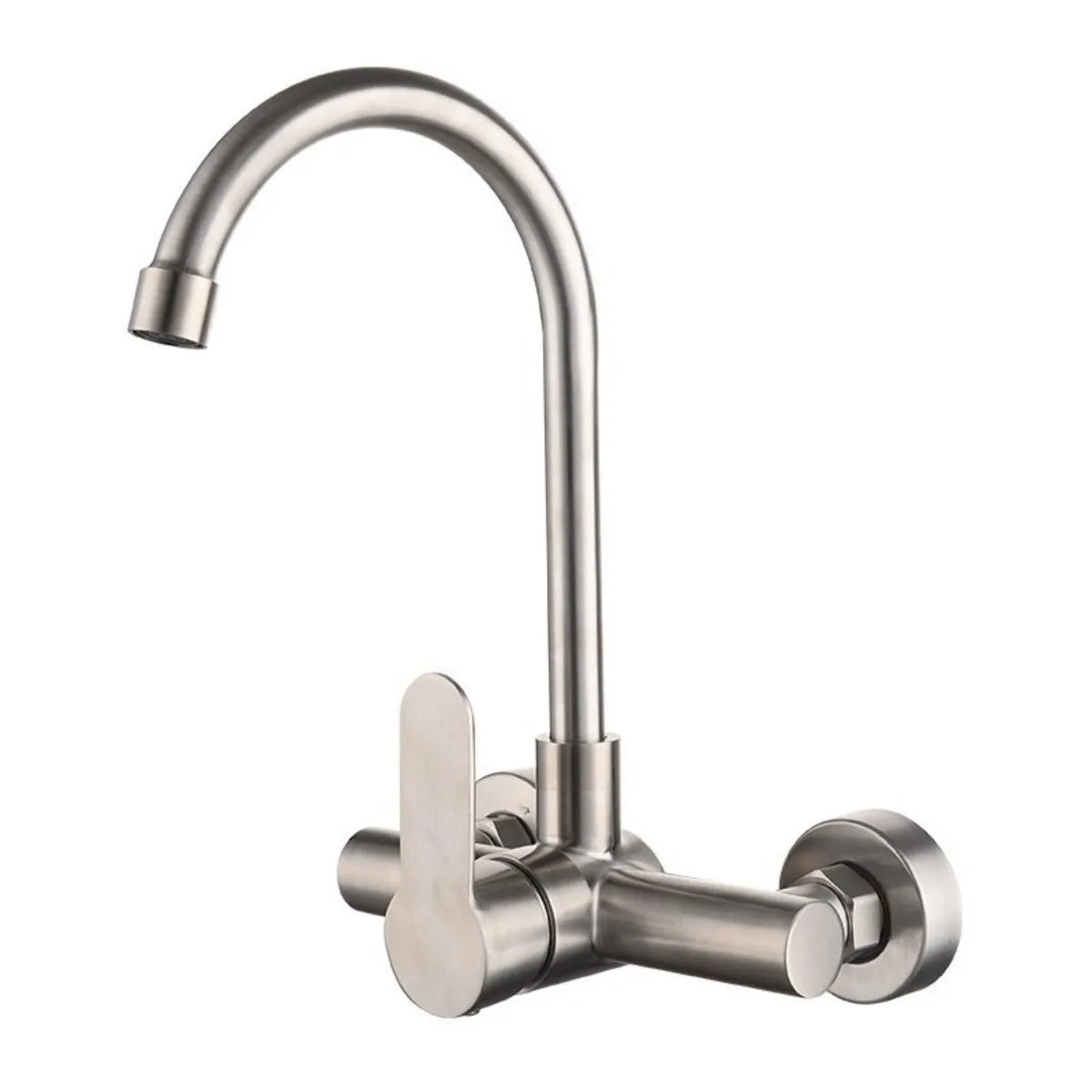 Stainless Steel Double Hole Wall Mounted Cold and Hot Faucet Balcony Rotating Kitchen Faucet Torneiras De Cozinha Batidora