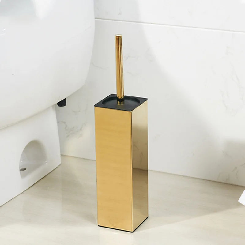 Square toilet brush, 304 stainless steel floor-mounted toilet brush, bathroom toilet punch odor-proof long tube wall-mounted