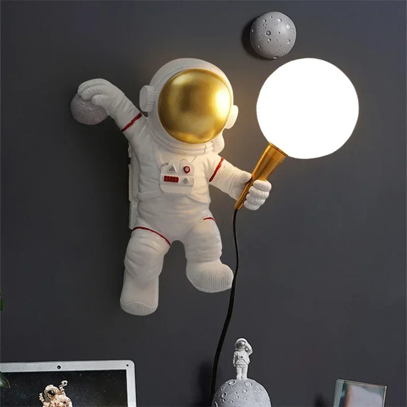 Nordic Astronaut LED Wall Lamp Table Children's Room Bedroom Bedside Living Lighting, Boys' Planet Night