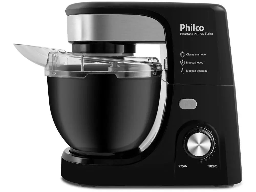 775W Black Philco Planetary Mixer 12 Speeds 4 Liters Turbo PBP775P - 110V