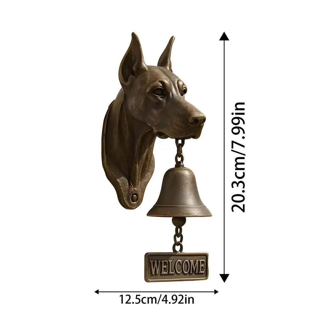 Dinner Bell Outdoor Dog Head Shape Welcome Doorbell Vintage Farmhouse Doorbell for Front Door Garden Sheds Cottage Retreats