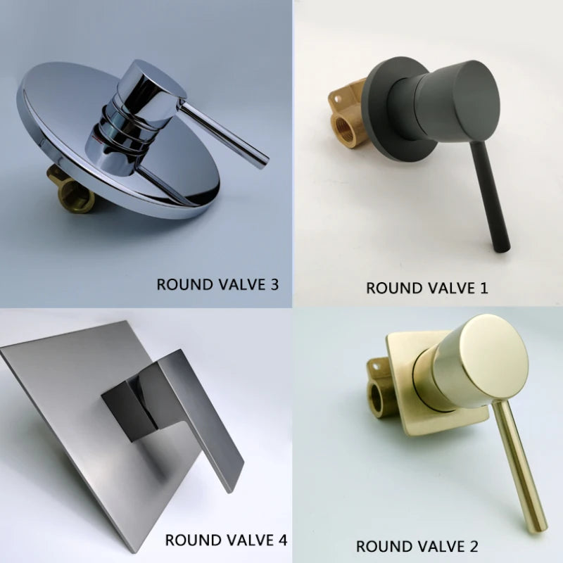 Solid Brass Valve Mixer Faucet Chrome/Matt Black/Brushed Gold/Grey In Wall Concealed Body Shower Basin Faucet Connector