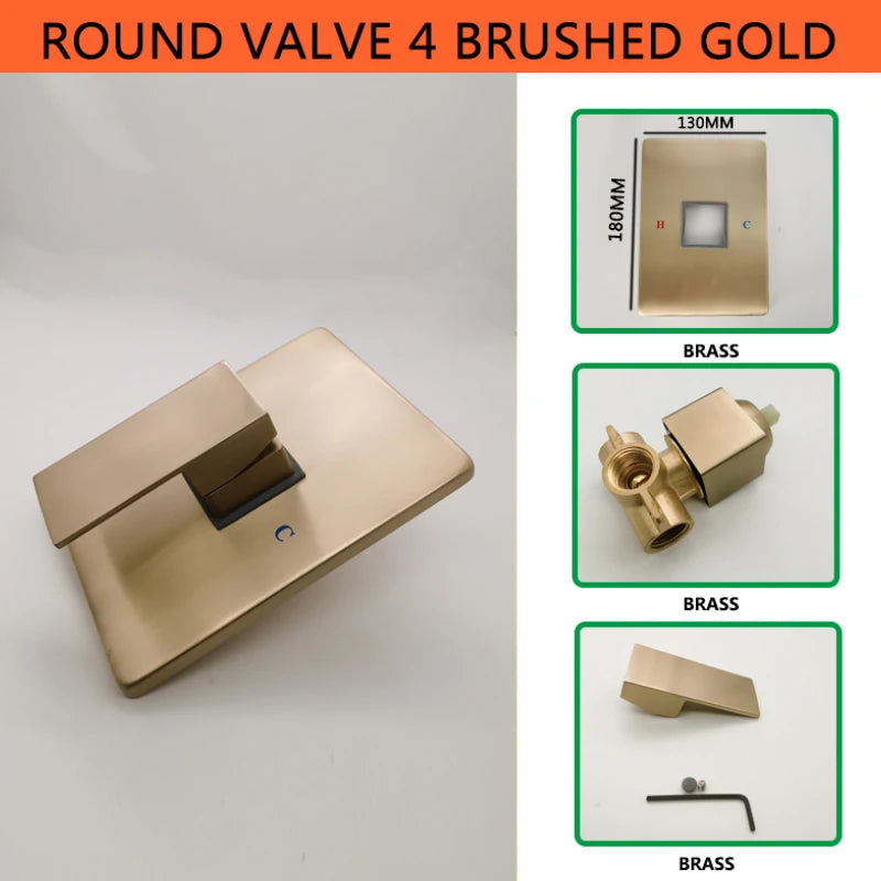 Solid Brass Valve Mixer Faucet Chrome/Matt Black/Brushed Gold/Grey In Wall Concealed Body Shower Basin Faucet Connector