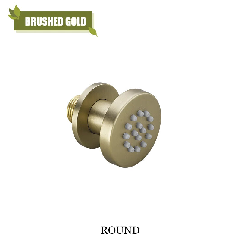 Chrome Black Body Sprays Round Square Shower Spa Massage Body Jet Grey Brushed Gold Concealed Shower Spray Head Faucet Accessory