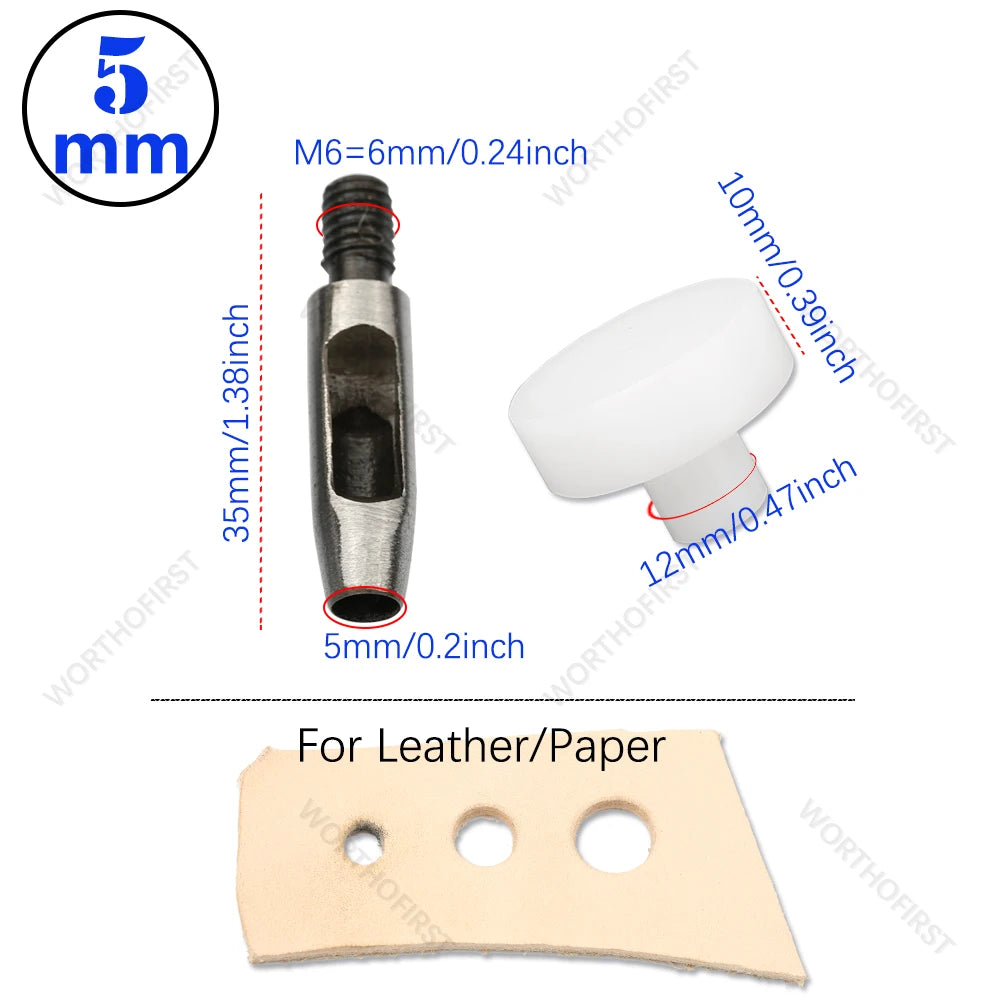 Leather Punching M6 Thread for Hand Press 4/5/6mm Spacing Hole Punching Leathercraft Belt DIY Handmade Accessories
