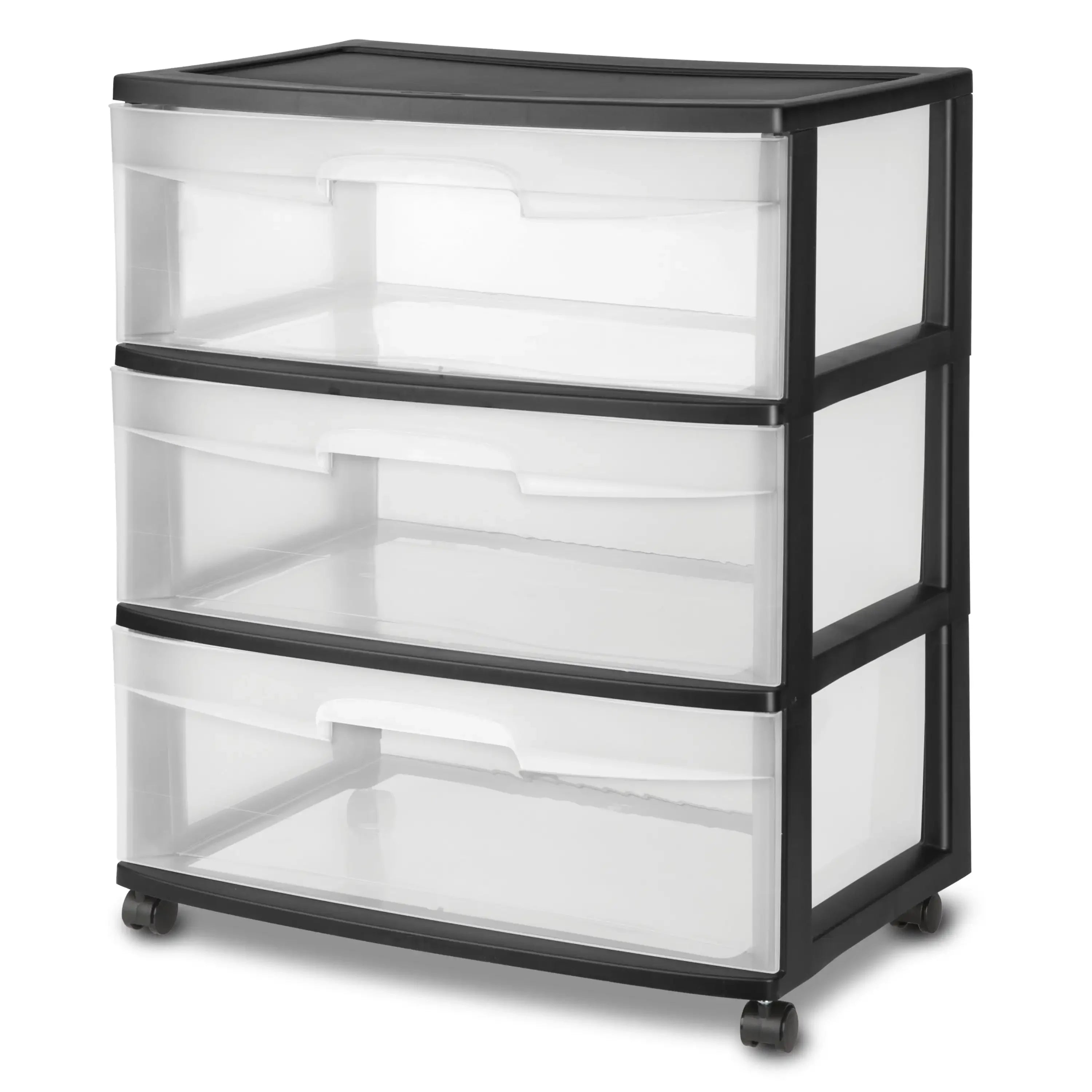 Wide 3 Drawer Cart Black Assembled Cart Height