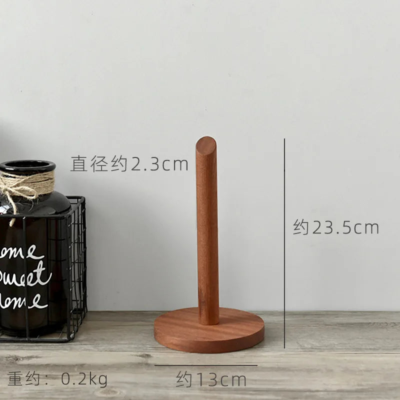 Creative Walnut Tissue Storage Rack Kitchen Vertical Roll Paper Holder Plastic Wrap Shelf Household Storage Ornament Decoration