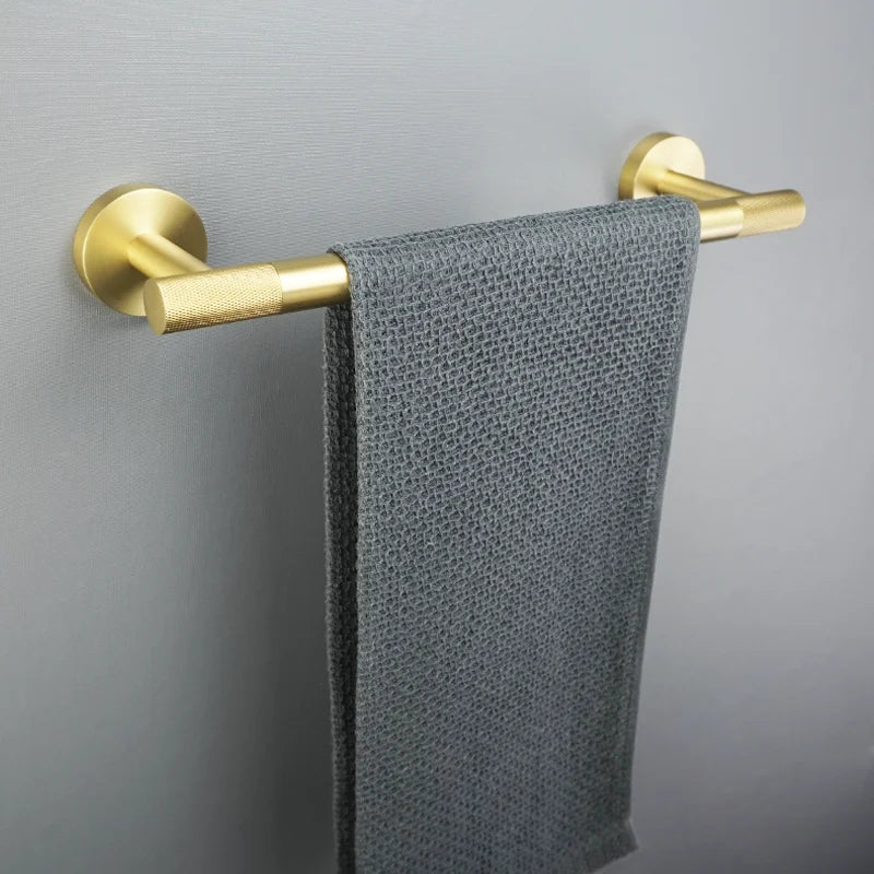 Brushed Gold Stainless Steel Bathroom Hardware Set Towel Rack Coat Hook Towel Bar Toilet Paper Holder Soap Dish Accessories
