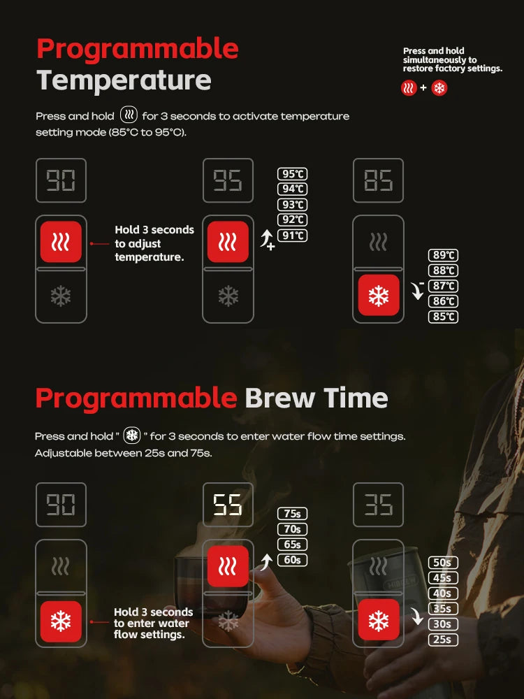 HiBREW Portable Espresso Coffee Machine for Car & Home Camping Coffee Maker Fit Nespresso Dolce Capsule Powder H4C