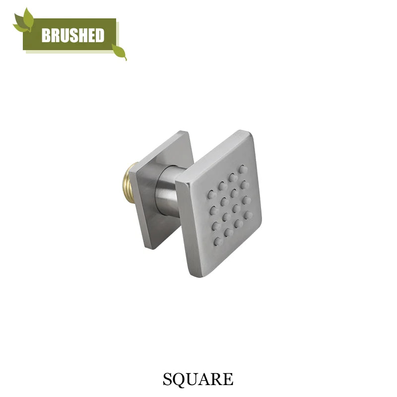 Chrome Black Body Sprays Round Square Shower Spa Massage Body Jet Grey Brushed Gold Concealed Shower Spray Head Faucet Accessory