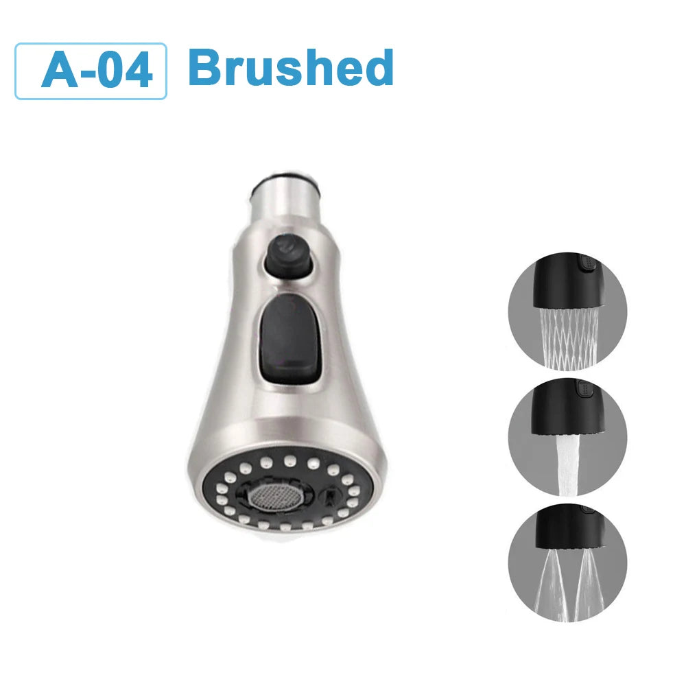 G1/2 Kitchen Faucet Head Pull Out Shower Nozzle Sprayer Bathroom Sink Tap Replacement Accessory Black Silver Golden Head Aerator