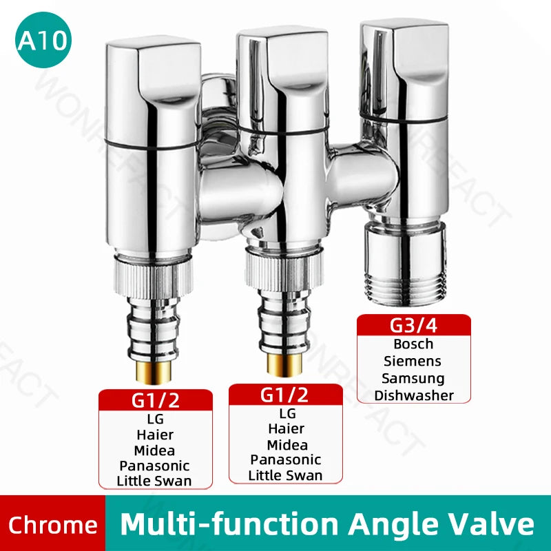 G1/2 Multi Function Washing Machine Faucet Brass Water Stop Quick Opening Angle Valve Wall Mounted Bathroom Tool Accessories