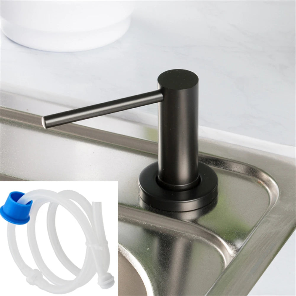Stainless Steel Detergent Dispenser Kitchen Bathroom Sink Soap Dispenser Black Brushed Liquid Lotion Dispensers Built-in Design