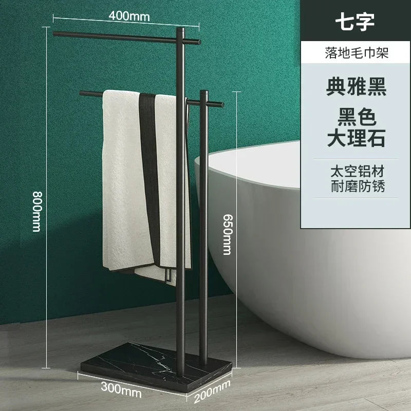 Marble Floor Towel Rack Luxury Bath Towel Stand Storage Shelf Elegant Style Organizer Bathroom Storage