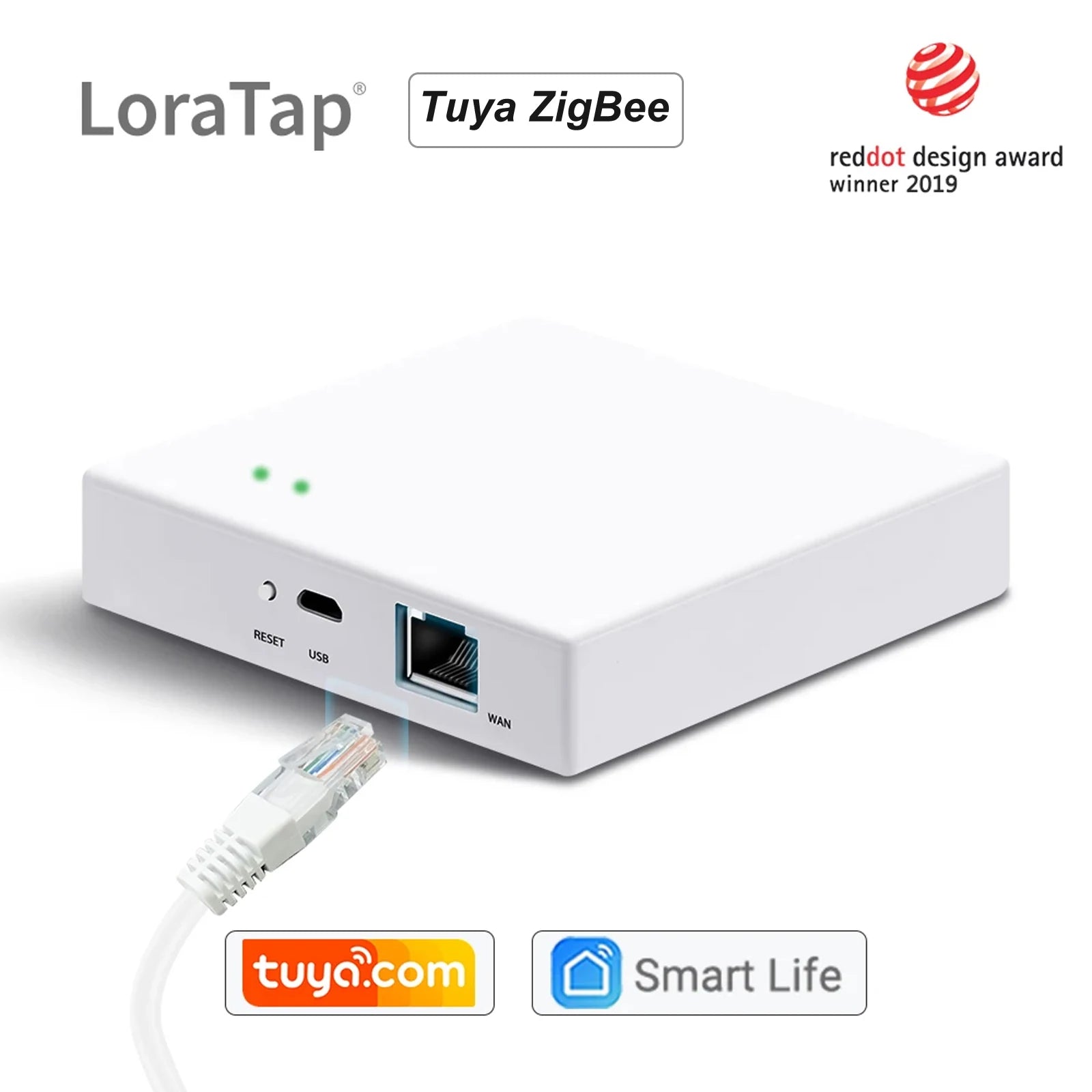 LoraTap Smart Home Tuya ZigBee Gateway Hub Bridge with Network Interface Smart Life App Remote Control Devices up to 256 Mesh