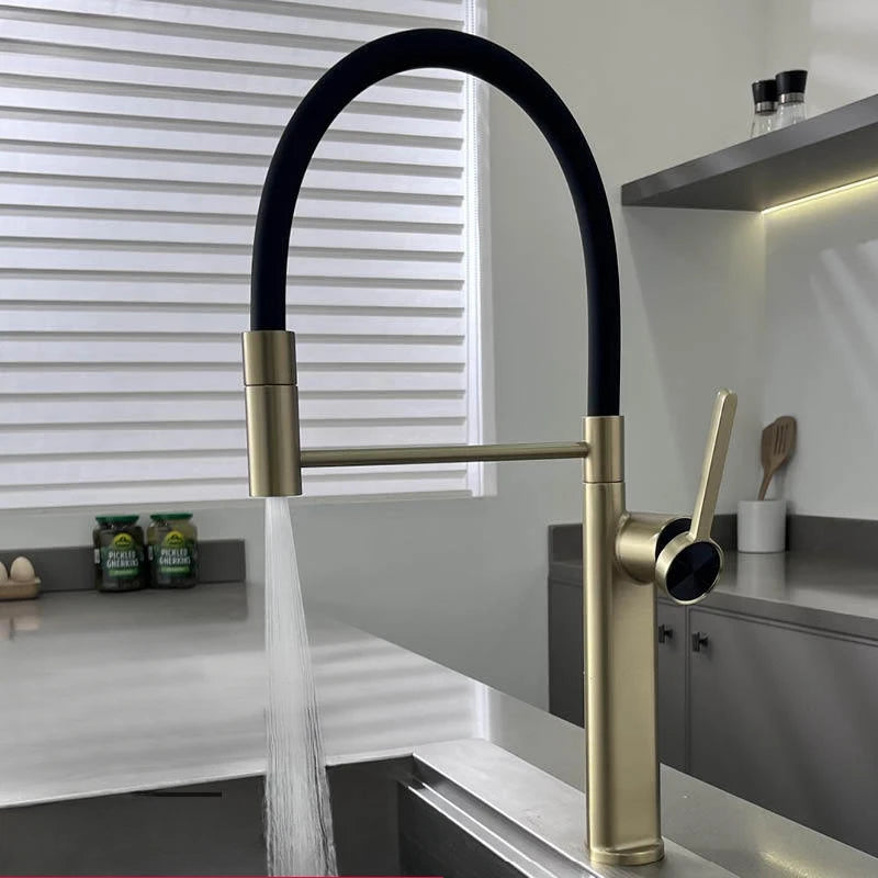 Brushed Gold Pull Down Kitchen Faucet with Magnetic Docking, 360° Rotate, Multi-Function Spray for Sink, Vegetable Basin Tap