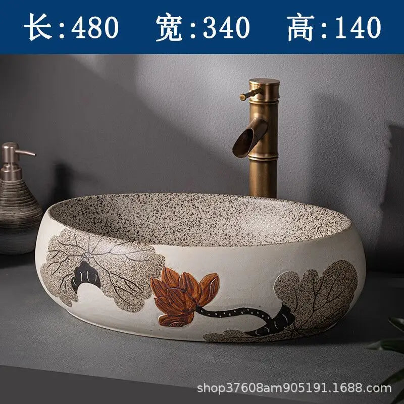 48x36x15cm Jing De Zhen Modern Nordic Style Bathroom Sink Basin for Washing Hands and Face Minimalist Design Customized