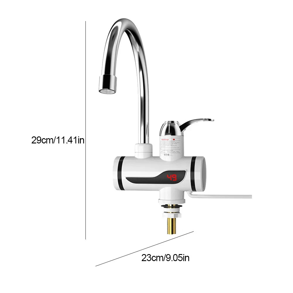 Electric Instant Heating Faucet 3000W Tankless Water Heater Temperature Adjustable Fast Heating Tap Digital for Kitchen Bathroom