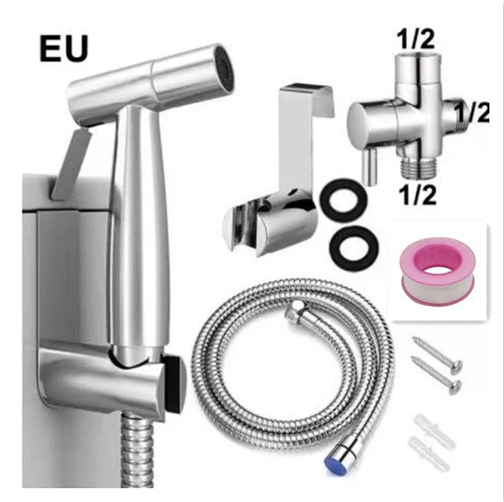 Handheld Toilet Bidet Faucet Sprayer Toilet Self Cleaning Shower Stainless Steel Bathroom Hand Bidet Spraye Set Head No Punch