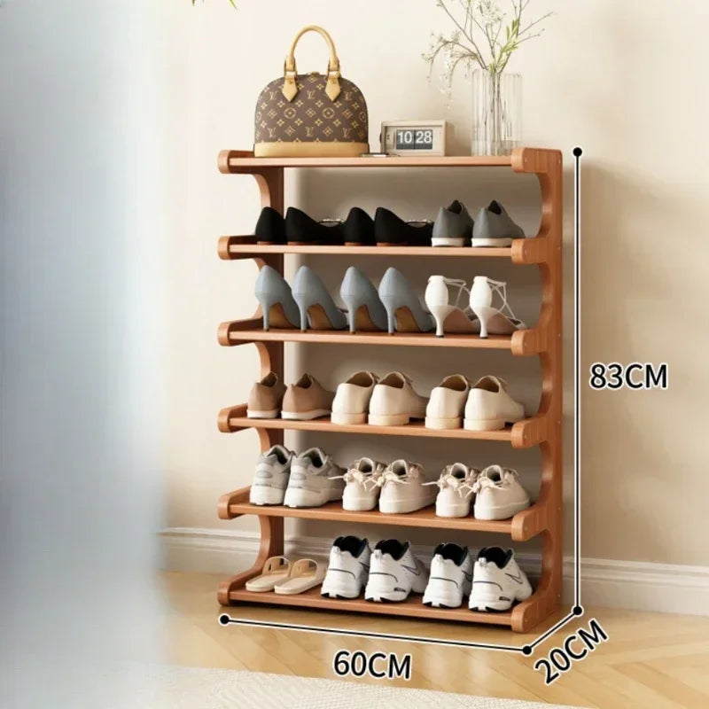 Entrance Shoe Rack Simple Shoe Storage Rack Chinese Style Shoe Cabinet Wooden Storage Rack Multifunctional Bamboo Shoe Cabinet