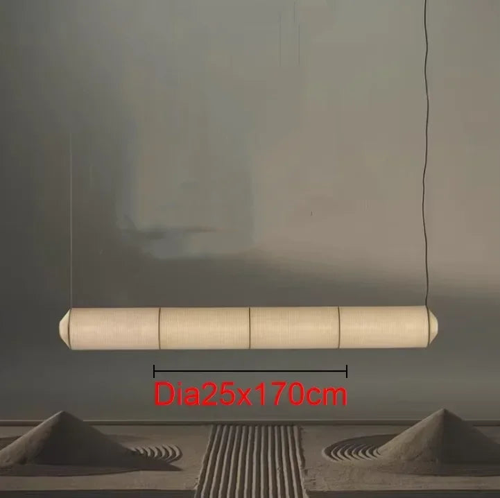 Wabi sabi Pendant Light Tekio Horizontal lighting white cylinder light fabric lampshades Living Room farmhouse light fixtures