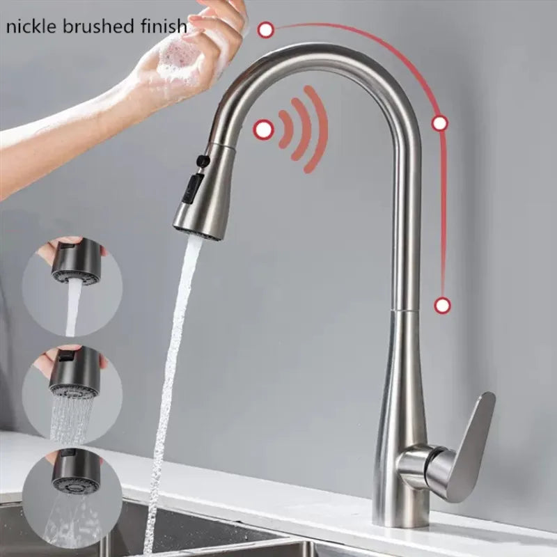 Smart Touch Kitchen Faucets Crane For Sensor Kitchen Water Tap Sink Mixer Rotate Touch Faucet Sensor Water Mixer