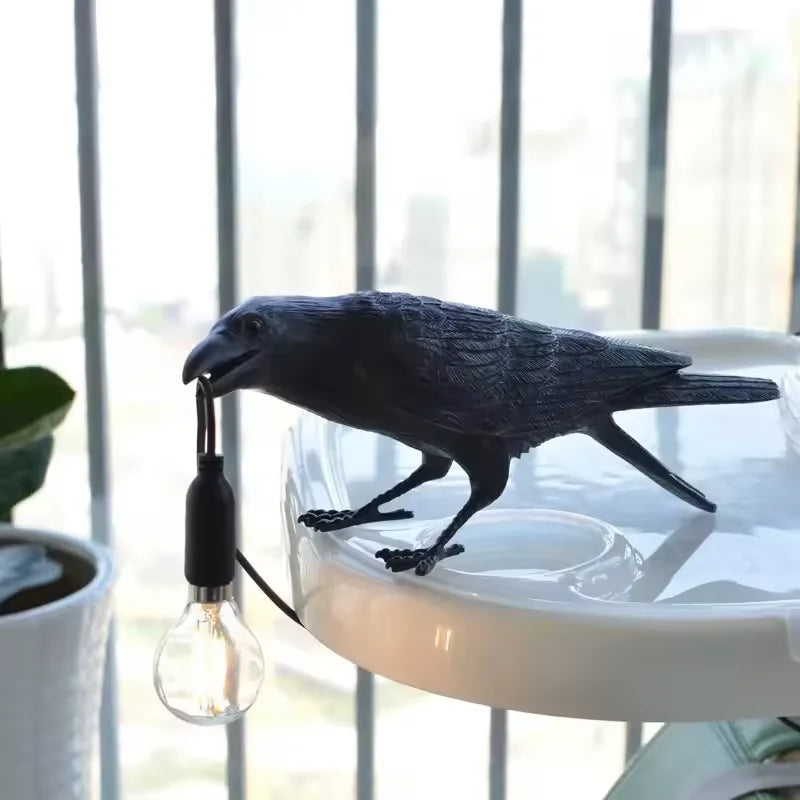 Nordic Resin Crow Wall Lamp Creative Auspicious Bird Desk Lamp Interior Decoration Lamp Bedroom Living Room Corridor Wall Lights