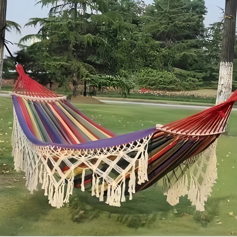 Single Wide Thick Canvas Hammock Outdoor Camping Backpackaging Leisure Swing Portable Hanging Bed Sleeping Swing Hammock
