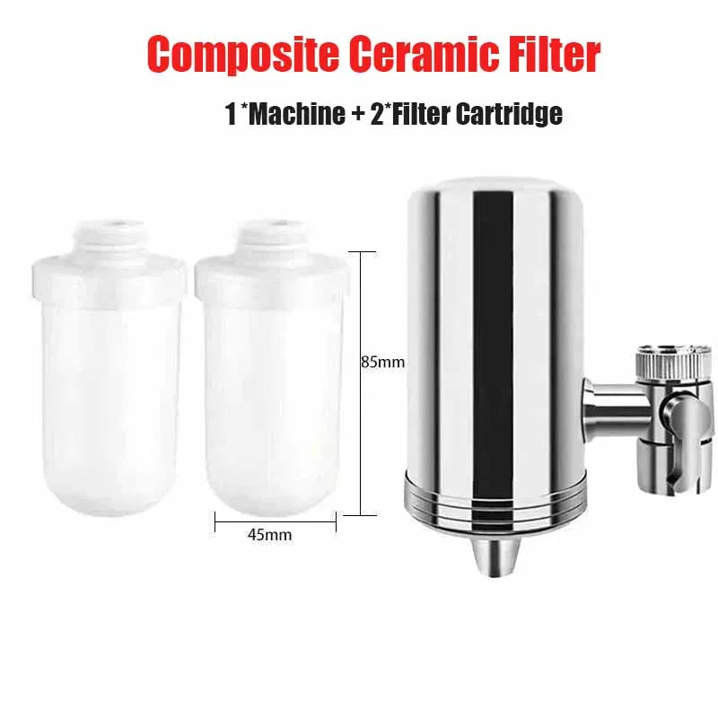 Installation-free Stainless Steel Household Faucet Water Purifier Composite Ceramic or Scale Inhibitor Filter for Kitchen Tap