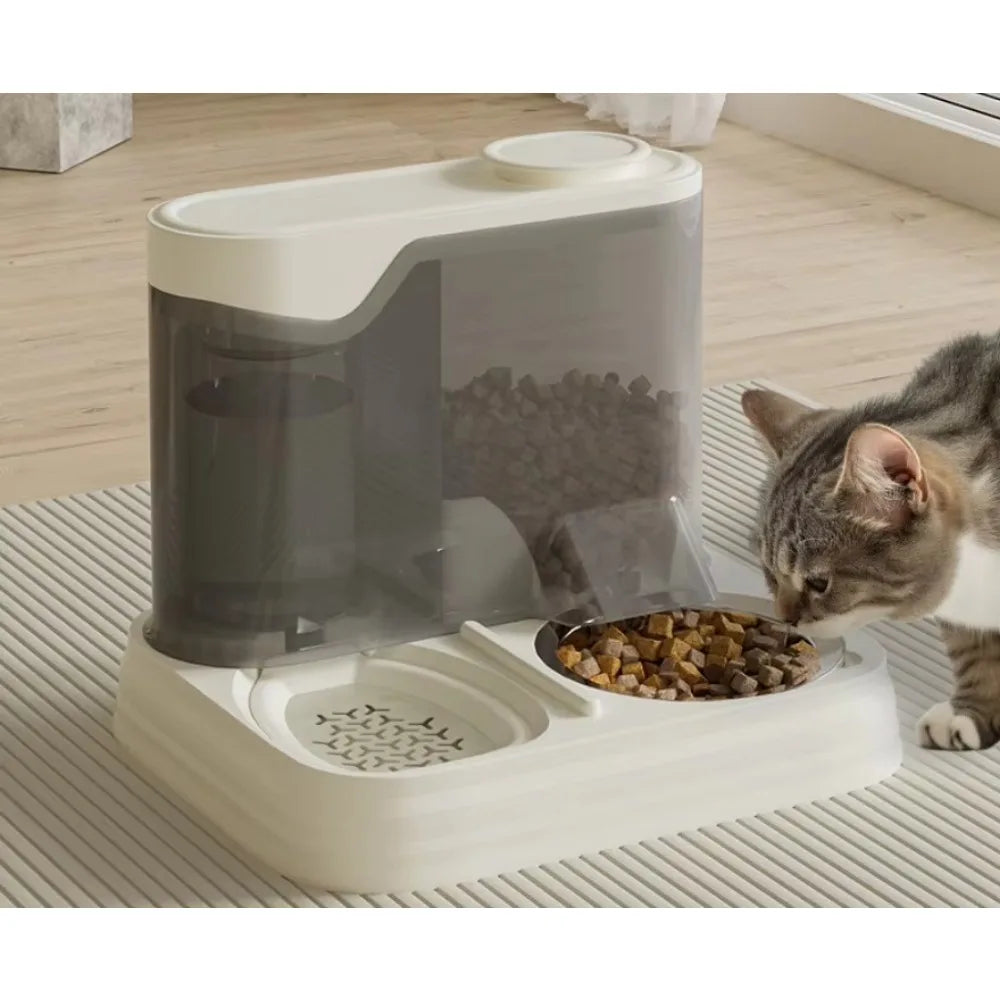 Two-in-OnePet Home Feeding and Drinking Water Integrated Automatic Water Feeder Automatic Feeder Cat and Dog Water Food Pet Bowl