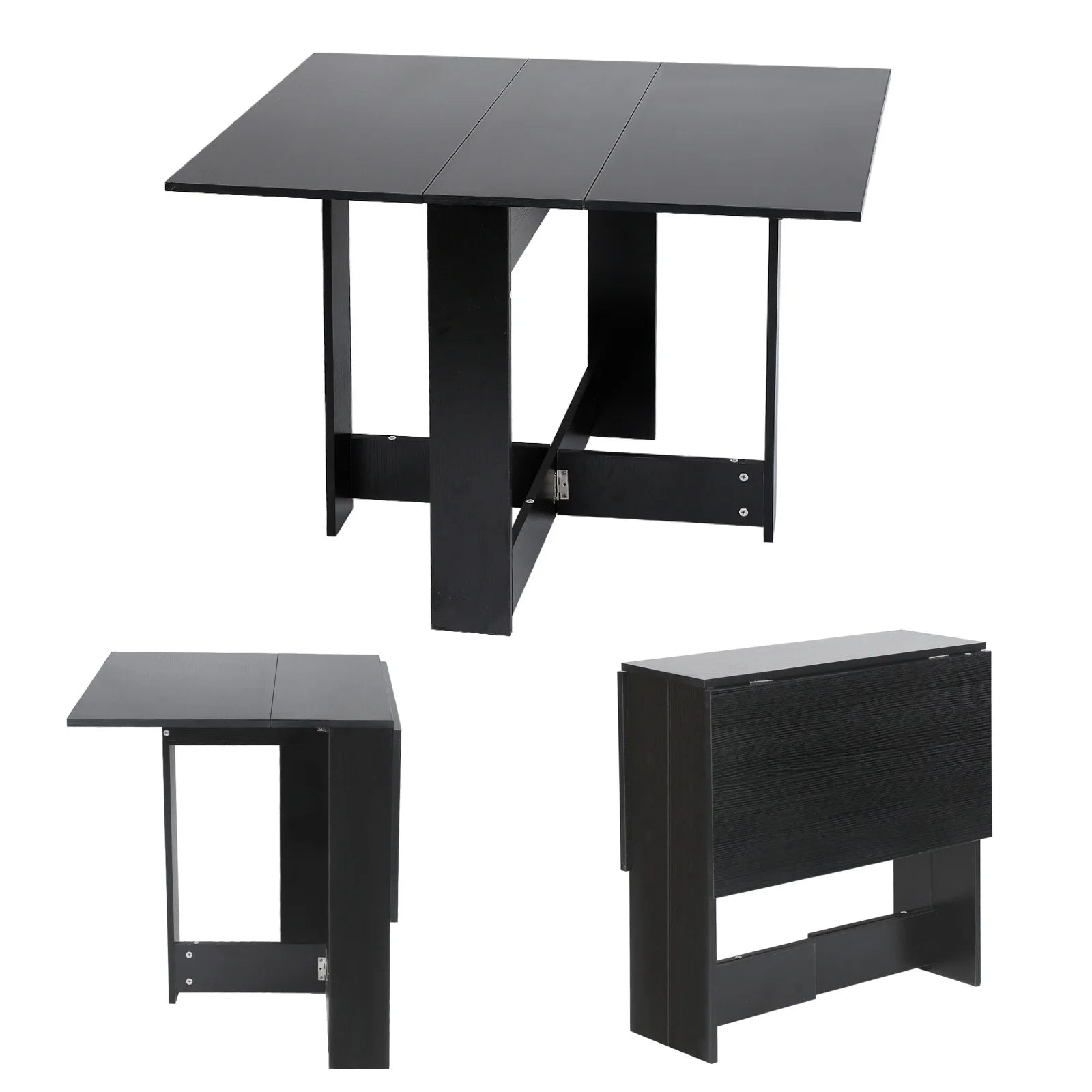 Folding Kitchen Table/Living Room Table 102.5 x 76 x 73 cm Dining Table for 4 to 6 people - White/Concrete