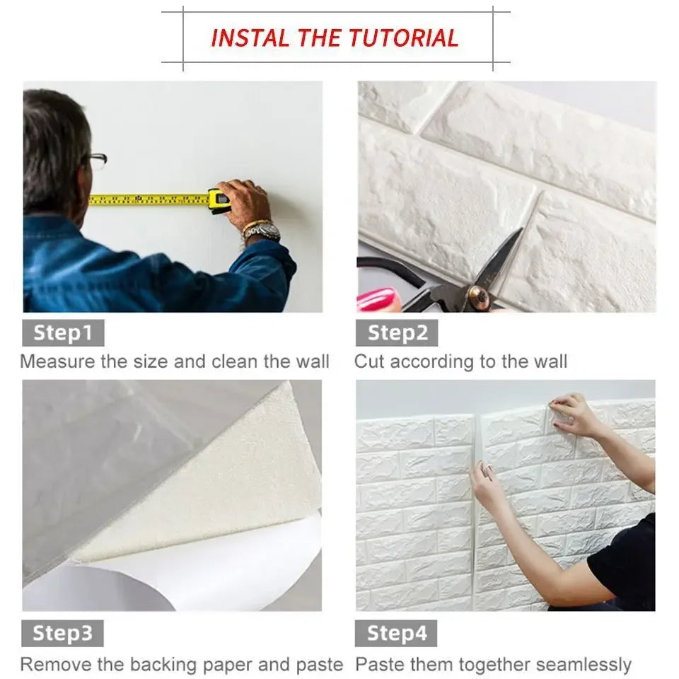 70cm*1/2/5/10m Brick DIY Wallpaper Foam Panels 3D Wall Stickers Self-adhesive Home Decor Living Room Kitchen Decor
