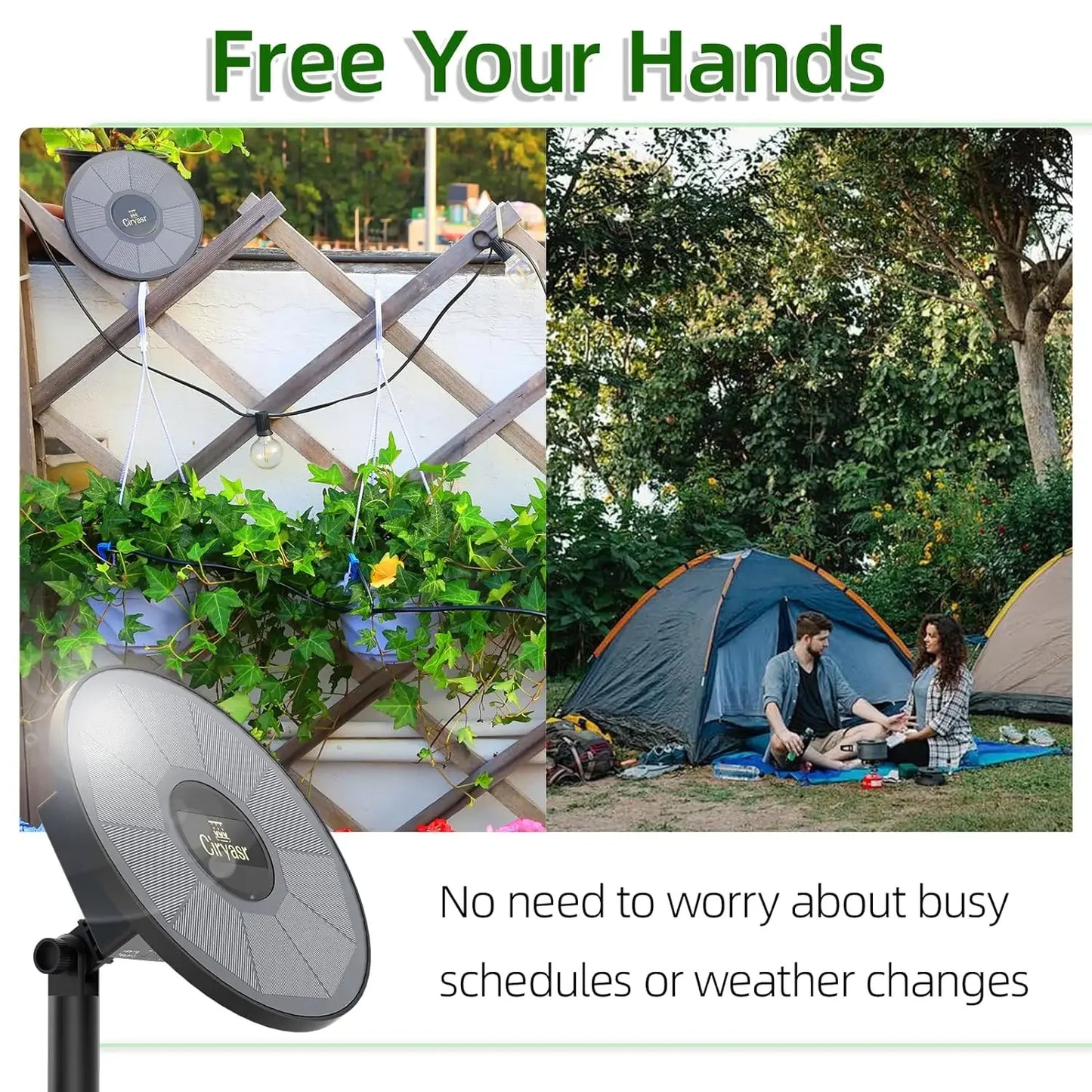 Solar drip irrigation kit, automatic watering system with timer mode, suitable for potted plants, balconies, courtyards
